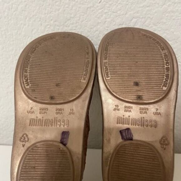 Mini Melissa + Campana Rose Gold Zig Zag Shoes Baby Girls Size 7 - Picture 10 of 10